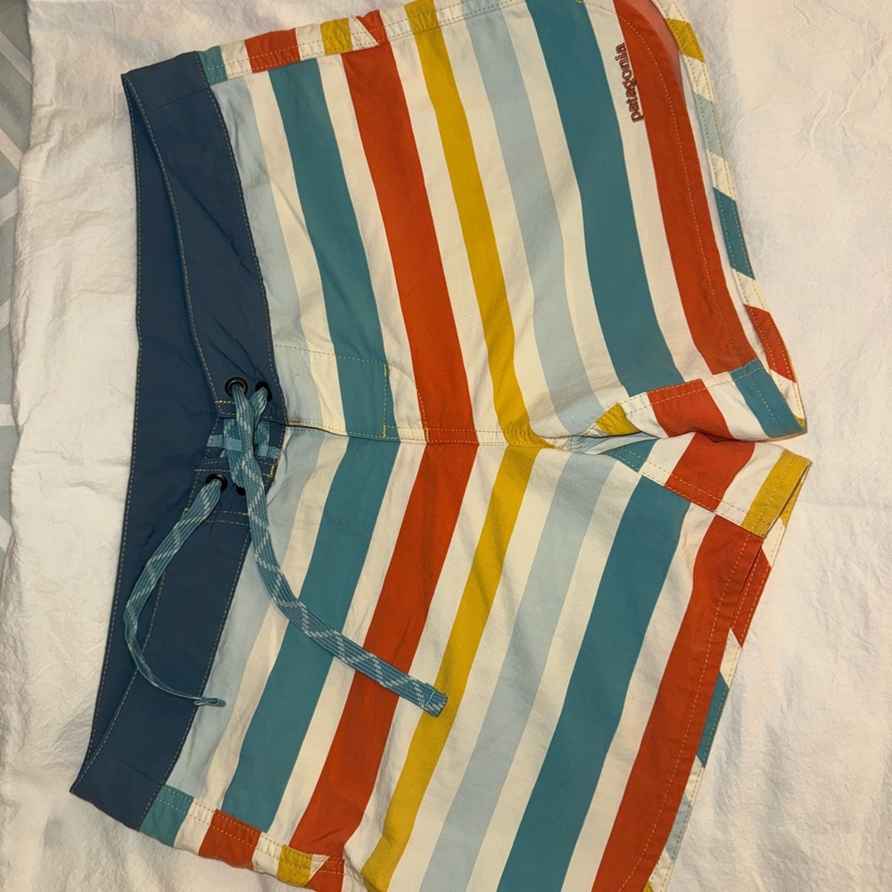 Patagonia Blue and Orange Striped Shorts
